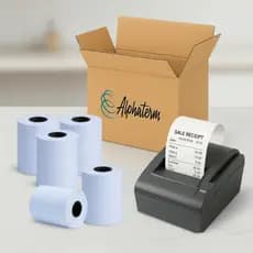 Bobina Térmica Azul 80x40 Cupom Fiscal PDV Delivery Senha 30 Rolos Papel Térmico Premium BPA Free Alphaterm