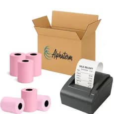 Bobina Térmica Rosa 80x40 Cupom Fiscal PDV Delivery Senha 10 Rolos Papel Térmico Premium BPA Free Alphaterm