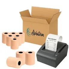 Bobina Térmica Laranja 80x40 Cupom Fiscal PDV Delivery Senha 30 Rolos Papel Térmico Premium BPA Free Alphaterm