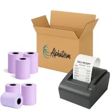 Bobina Térmica Lilás 80x40 Cupom Fiscal PDV Delivery Senha 10 Rolos Papel Térmico Premium BPA Free Alphaterm