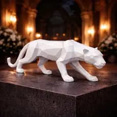 Pantera 3D Geométrica Decoração Luxo Sala Escritório