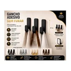 Kit Com 3 Ganchos  Cabide Pretos Suporte Resistente Com Fita Dupla Face Para Toalhas Roupas Acessórios
