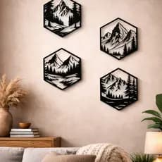 Kit Quadros Decorativos Montanha 3D – Arte Moderna em Metal para Parede 🏔️✨