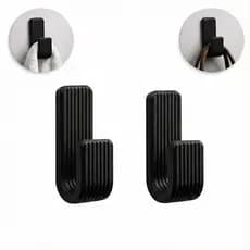 Kit Com 2 Ganchos Pretos Suporte Resistente Com Fita Dupla Face Para Toalhas Roupas Acessórios