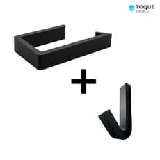 Kit Acessórios Banheiro Porta Toalha + Suporte Papel Higiênico - Gancho, Minimalista Sem Furo
