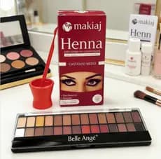 Kit Maquiagem Profissional - Paleta Belle Angel 28 Cores + HENNA Castanho Médio Makiaj 💖sh2pouuzca