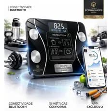 Balança Digital Bioimpedância Bluetooth Corporal Aparelho Alta Capacidade App Para Android E Para Ios Cor Preto Balança