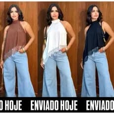 Blusa Feminina Gola Alta Assimétrica Frente Única Com Renda Bata OU KIT Elegante Tendência Inverno