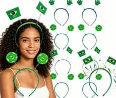 Tiara de Torcedor Brasil - Modelos Aleatórios, Ideal para Copa 2026 e Festas de Torcida ✨ki0w