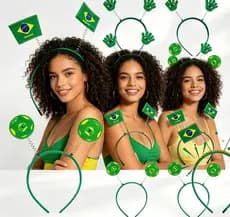 💖Tiara de Torcedor Brasil - Modelos Aleatórios, Ideal para Copa 2026 e Festas de Torcida 💖