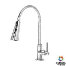 Torneira Gourmet Flexível Cozinha ABS Inox  Jato Duplo Cromado