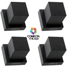 Kit 4 Acabamento Registro Pressão Quadrado ABS Preto Padrão Deca