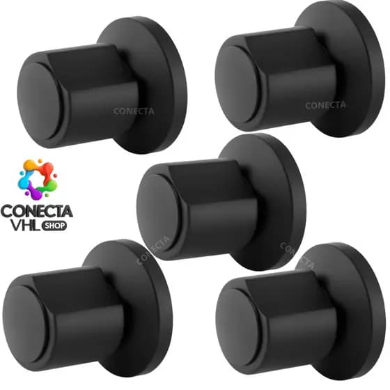 Kit 5 Acabamento Registro Banheiro C40 ABS Preto Padrao Deca