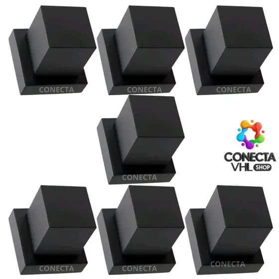 Kit 7 Acabamento Registro Pressão Quadrado ABS Preto Padrão Deca