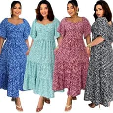 Vestido Feminino Longo Plus Size G  GG G1 com Manga Fit e Lastex na Cintura  Elegante e Confortável