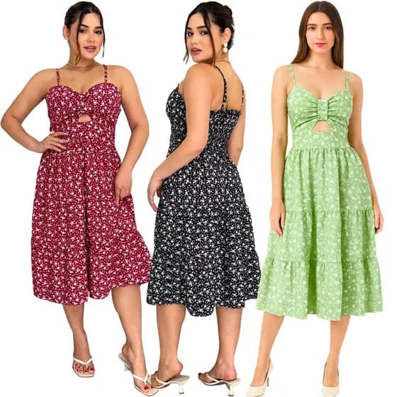 Vestido Feminino Tamanho M - G com Bojo alca Fina e Lastex Na Costa Roupa Feminina