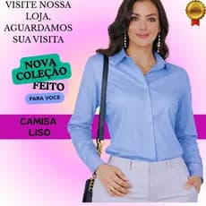 Camisa Lisa Feminina em Crepinho Social Elegante Manga Longa do M G GG G1 Moda Executiva