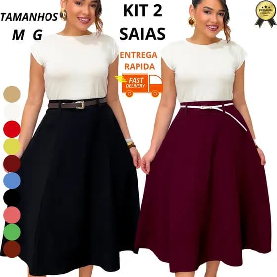 Kit 2 Saias Femininas Confortável Sensorial Marant M G Oferta