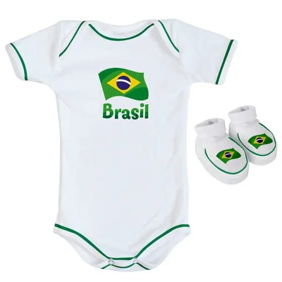 Kit Body + Pantufa para Bebê do Brasil Torcida Baby - 033