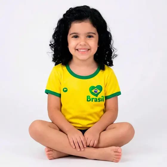 Camiseta Feminina do Brasil Baby Look Torcida Baby Infantil 251PB