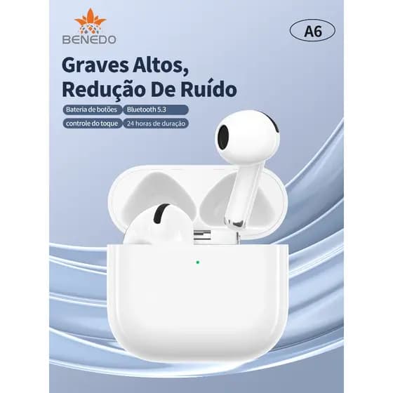 BENEDO A6 Fone de ouvido sem fio Bluetooth Portátil Airpods TWS Música Esportivo Android