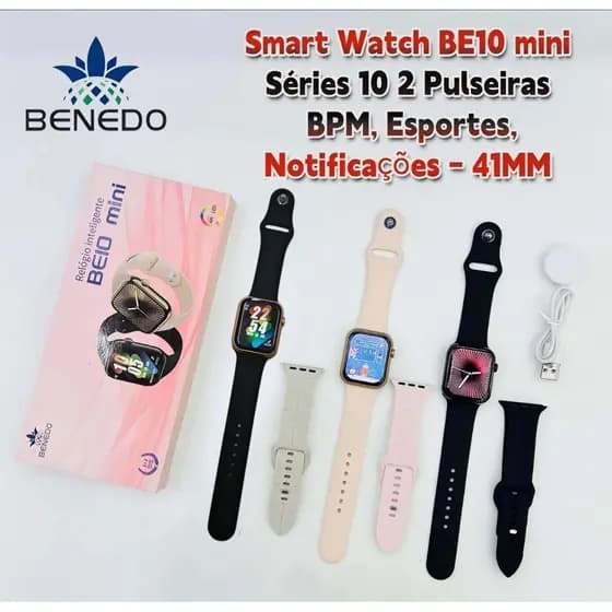 Smart Watch relogio BE10  mini(40mm) GPS 2 Pulseiras inteligente Esportes Faz Recebe Chamada unisex