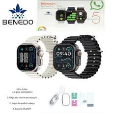 Smartwatch Microwear U5 Plus 49mm Séries 11 2026 2 Pulseiras Amoled IP68 À Prova D'água GPS 1GB