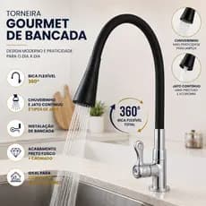 Torneira Premium Flexível Cozinha 2 Jatos Parede Ou Bancada