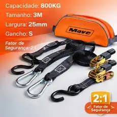 Kit Cinta e Catraca Amarração Motos/Quadriciclos/Jetski 800kg 3m Gancho S