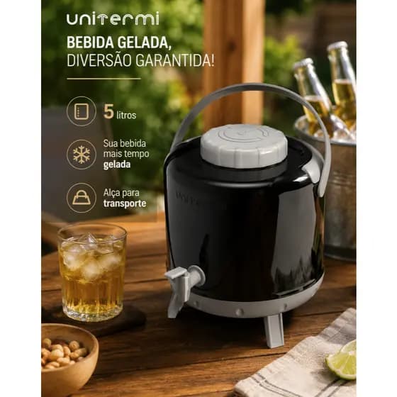 Garrafa Térmica 5L Unitermi com Torneira Prática