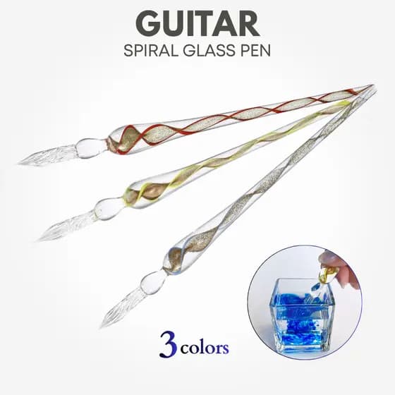 Teranishi Chemical Industry Guitar Spiral Glass Pen - Yellow, Blue, Red