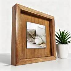 Quadro Decorativo em Madeira Quadrado 20x20 com Placa de Espelho Gravado com Frase Religiosa Sala Quarto Casa Decoração