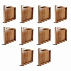 Kit 10 Quadros Decorativos De Madeira Lâminada Premium Cinamomo 20x20 Pra Sala Quartos Cozinhas Registrare Decor