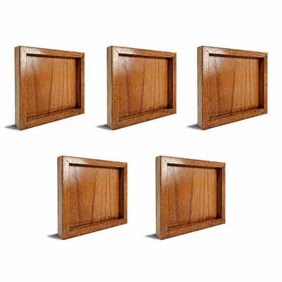 Kit 5 Quadros Decorativos De Madeira Lâminada Premium Cinamomo 20x20 Pra Sala Quartos Cozinhas Registrare Decor