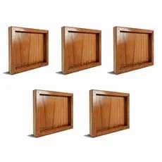 Kit 5 Quadros Decorativos De Madeira Lâminada Premium Cinamomo 20x20 Pra Sala Quartos Cozinhas Registrare Decor