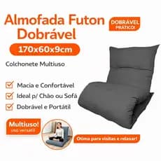 Almofada Futon Dobrável 170x60x9cm Colchonete Multiuso Chão Sofá Visita Meditação Macia
