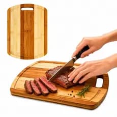 Tábua Bandeja Bambu Retangular Petiscos churrasco carnes 36x26