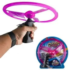 Disco voador com luz Led lançador voa de verdade helicóptero Rosa
