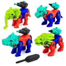 kit 4 animais bichos Brinquedo Monta Desmonta C/ Ferramenta