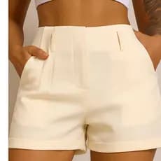 Short Feminino Cintura Alta Short Alfaiataria Com Ziper Na Lateral Short Verao  Look De Trabalho