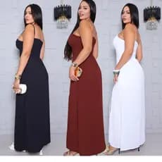 Vestido feminino elegante com fenda lateral blusa com bojo saia forrado vestido longo casual festa