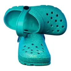 Babuche Glitter Verde Agua Menina Brilho Infantil Criança Papete Leve