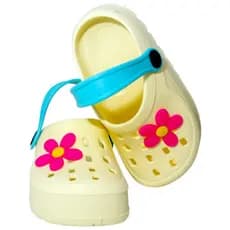 Babuche Amarelo Menina Infantil Delicado Flor Rosa Leve Antiderrapante Criança