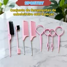 Conjunto de 8 peças de ferramentas de cabeleireiro de pentes profissionais escova e pente de cabelo resistente ao calor