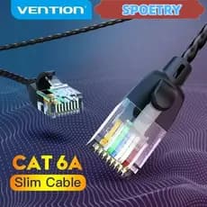 Cabo de Rede Vention Cat6A Slim 2.8mm 10Gbps - Ultra Fino para PC, Roteador e Viagem