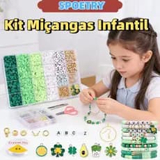 Kit Miçangas Infantil Brinquedo para Pulseira Colar colorido + Silicone e Tesoura