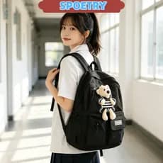 Mochila de Estudante de Grande Capacidade Impermeável com Pelúcia Ideal para Escola e Viagem