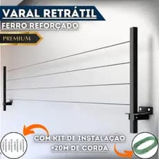 Varal Retrátil de Parede Dobrável Premium em Ferro – Resistente, Minimalista, com Kit de Instalação