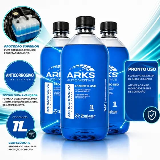 Fluido Radiador Azul Pronto P/ Uso Anticorrosivo Premium Sustentável Alta Proteção Carro Moto