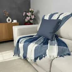 Manta Decorativa Para Sofá Cama Algodão Luxo 210X120 Tipo Capa De Sofá Protetora Decoração DOMMUS